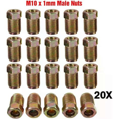 Kit de 20 raccords pour conduites de freins automobiles, comprenant des raccords pour tuyaux de freins en cuivre de 3/16", des évasements inversés et des raccords union métriques. (1/4)