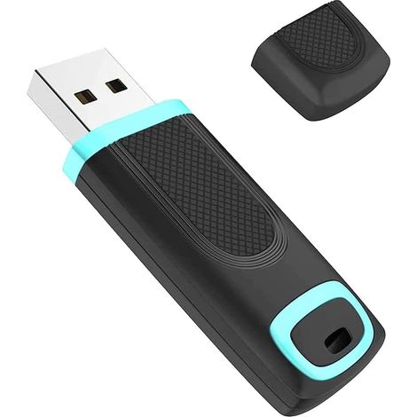 Clé USB 64 Go 2.0 Clé USB 64 Go USB 2.0 Clé Flash Drive avec indicateur LED pour PC/Ordinateur portable/Audio de voiture/Smart TV (64 Go, Cyan) (1/5)