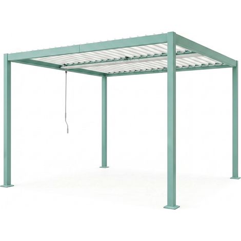Pergola bioclimatique structure aluminium vert lames orientables 3x3m CORFU