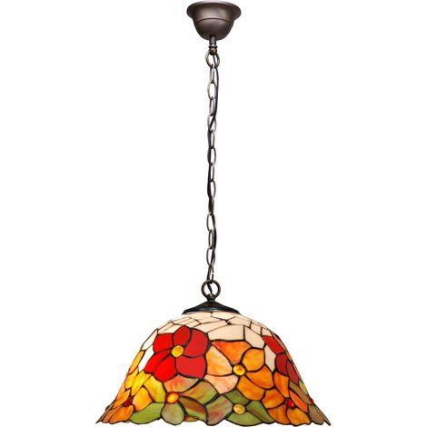 Lampe à suspension avec chaîne et abat-jour Tiffany diamètre 40 cm Série Bell