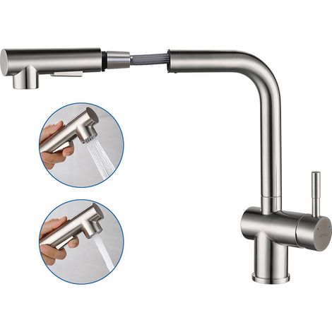 LONHEO MAX Robinet Cuisine Douchette Extractible, Mitigeur Cuisine, Robinetterie Evier Rotatif à 360°, 2 Modes de Pulvérisation, pour Cuisine, Bar, Camping (1/5)