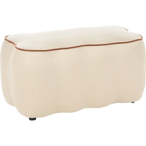 Banco tapizado de tela sala de estar dormitorio reposapiés otomana decorativo beige claro Juno (1/5)