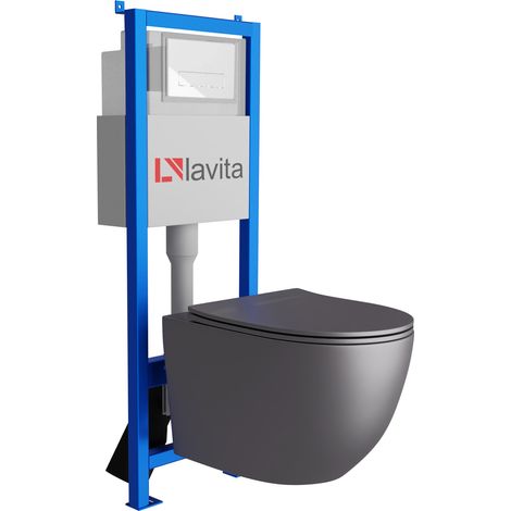 Bâti-support Lavita LAV 101 à 40 cm + WC Sinto Grey sans bord + plaque de commande LAV 200.3.1 blanc Kit complet WC (1/5)