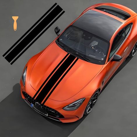 Autocollant de Bande de Coffre de Capot de Voiture Décor de Décalque de Fenêtre Latérale de Carrosserie de Capot de Course de Voiture autocollant en Vinyle pour Voitures SUV Jeep Noir (1/5)