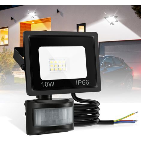 Jiubiaz LED Fluter mit Bewegungssensor 4X 10W Außenbeleuchtung Scheinwerfer Strahler Kaltweiß