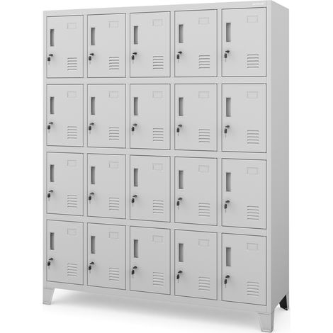Armoire vestiaire à casiers ROBERT, 1360 x 1720 x 450 mm, grise