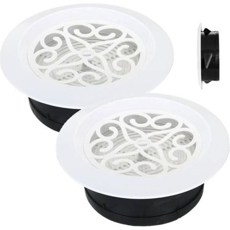 Grille d'aération ronde décorative en 2 parties avec écran intégré - Sortie réglable pour murs et plafonds - 75 mm (1/5)
