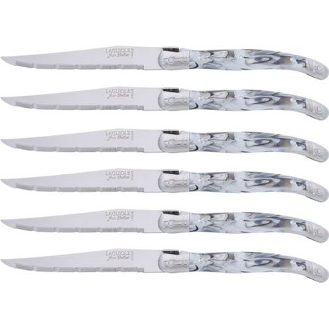 JEAN DUBOST - LAGUIOLE BLANC MARBRE 6 couteaux steak (1/2)