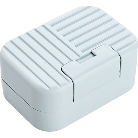 Striped Soap Dish With Lid, Sealed Blue Storage Rack, High Quality, 1 Pack, Blue (1/5)