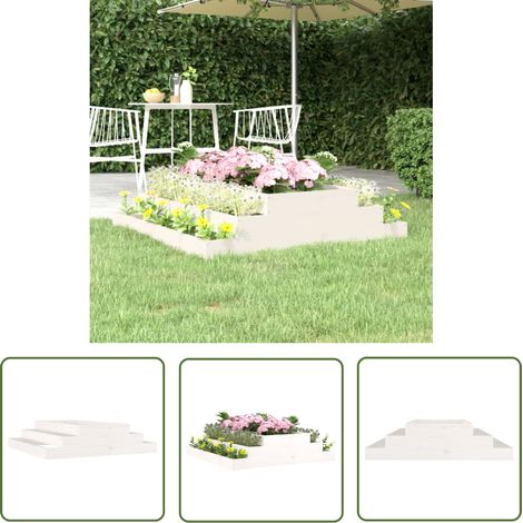 The Living Store Jardinière Blanc 110x110x27 cm Bois massif de pin - Jardinier - Pots De Fleurs - Plante - Balcon - Terrasse (1/5)
