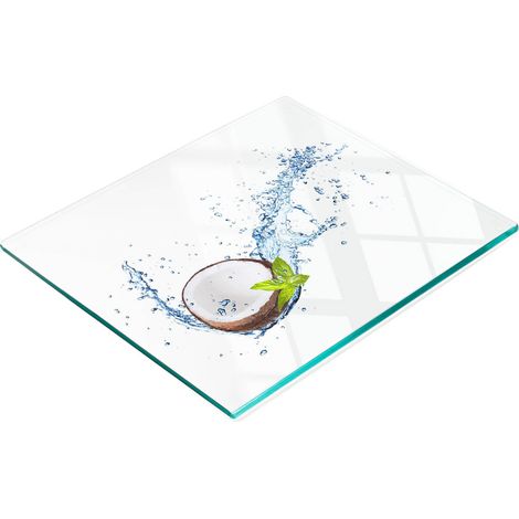 Plateau décoratif en verre pour en-cas, noix de coco et eau, 60 x 52 cm (1/5)