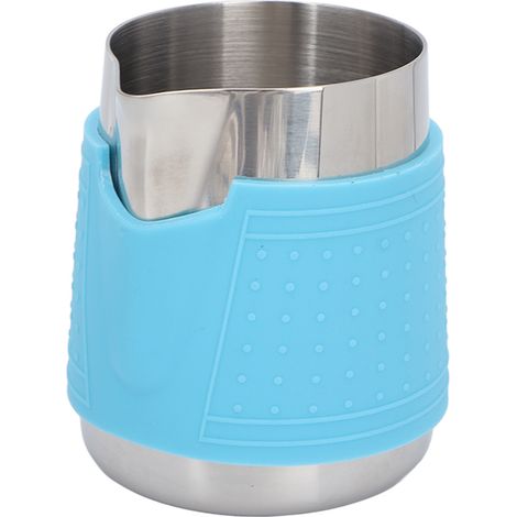 350-ml-Milchkännchen aus Edelstahl mit Ausgießer, Kaffeebecher mit silikonisoliertem Griff (1/5)
