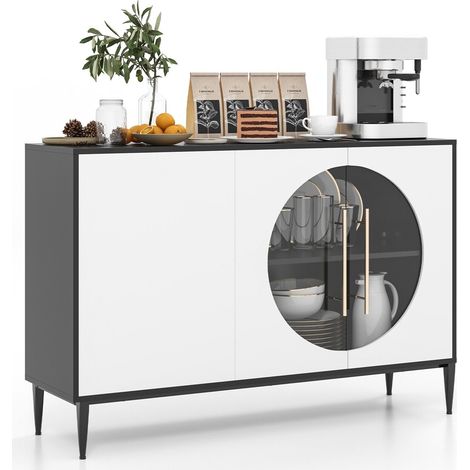 COSTWAY Kitchen Buffet Storage Cabinet Freestanding Cupboard Sideboard Cabinet w/3 Doors (1/5)