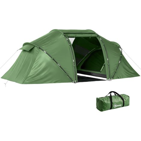 Tienda de Campaña Familiar para 4 Personas con 2 Habitaciones y Bolsa de Transporte 430x240x170 cm Verde (1/5)