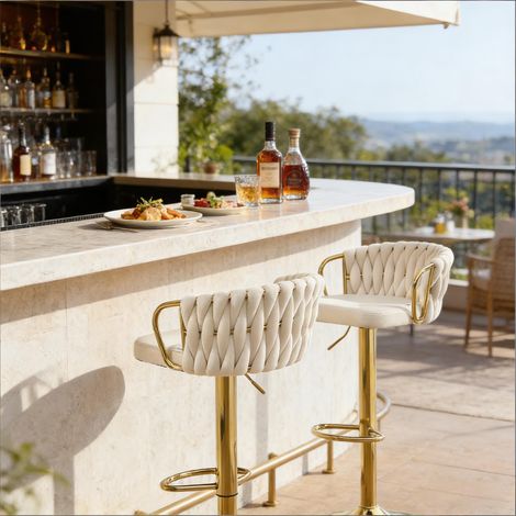Chaise basse,tabouret à coussin doux,siège confortable,chaise de cuisine et de café. Lot de 2 tabourets de bar.