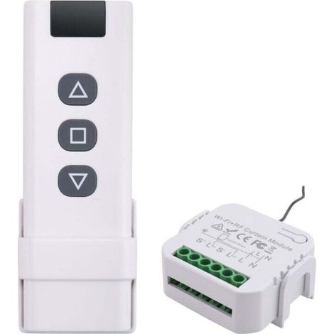 Interrupteur de Rideau Aveugle Tuya Smart Life WiFi 433Mhz avec TéLéCommande pour Commande Volet Roulant éLectrique, 1RC 1RE (1/4)