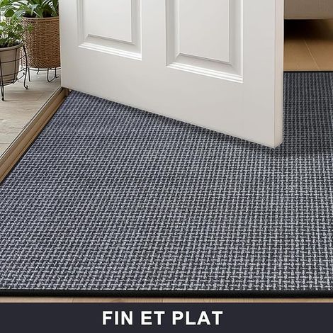 Paillasson Intérieur 50 x 80 cm, Tapis d'entrée Antidérapant et Absorbant, Paillassons et Lavables, pour Extérieur, Chambre, Cuisine, Couloir (Gris) (1/3)