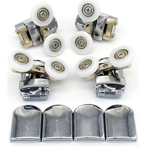 Lot de 4 roulettes doubles - Pour porte de douche - 25 mm de diamètre (Double-2top +2bottom-25mm) (1/5)