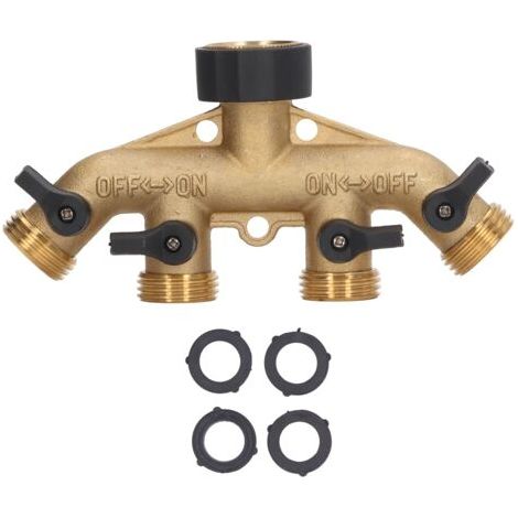 Distributeur de robinet à bille en laiton, séparateur d'eau à 4 voies, pour l'arrosage du jardin, l'irrigation agricole, le lavage de voiture, Style américain