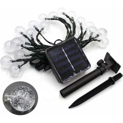 (Warmweiß) Solarbetriebene Lichterkette mit Kugelform für den Außenbereich, 30 LEDs, 8 Modi, geeignet für Garten, Hof, Weihnachten und Partys - Crezuo