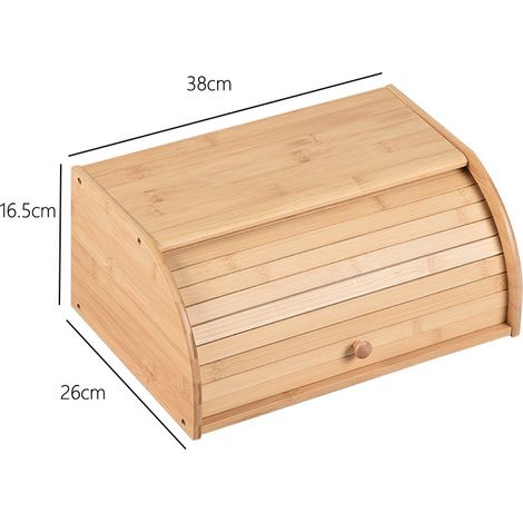 Boîte à pain - Creative Home - Hêtre naturel - 38 x 26 x 16,5 cm - Couvercle à enrouleur - Classique (1/3)