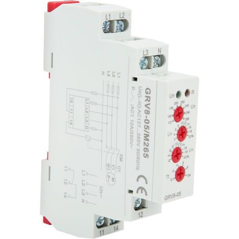 Relais de surveillance de tension triphasé GRV8-05 avec protection contre les défauts de phase et séquence de phases M265 (1/5)