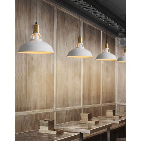 – Lustre suspension rétro E27 27cm – Design industriel en fer anti-corrosion – Pour salon, cuisine, couloir – 1 ampoule 60W max (1/5)