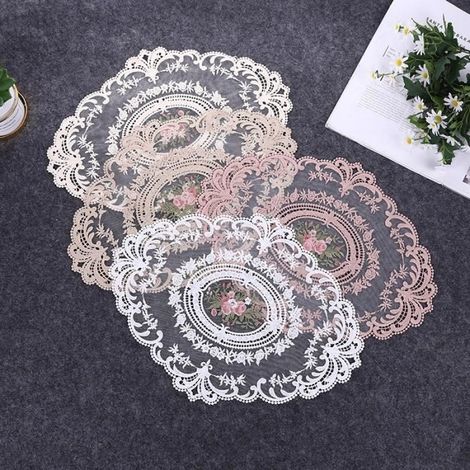 Set de Table - DEMEUBLE - Rond - 3 pièces - Dentelle - Blanc (1/3)