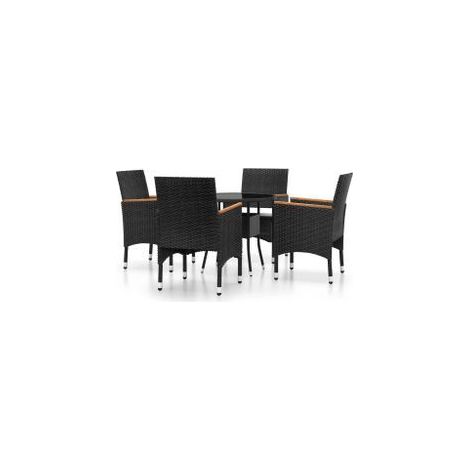 Mobilier de salle à manger de jardin 5 pcs Résine tressée Noir (1/5)