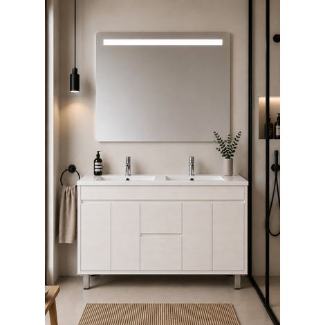 Mueble de baño con lavabo ORIGENBATH ISQUIA sin espejo 120x45 cm 2 senos blanco nórdico