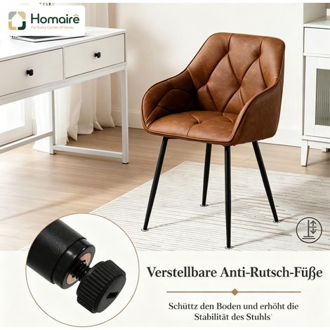 Satz Esszimmerstühle aus Metall und braunem Kunstleder 45,5 x 45 x 83,5 cm HOMAIRE (1/5)