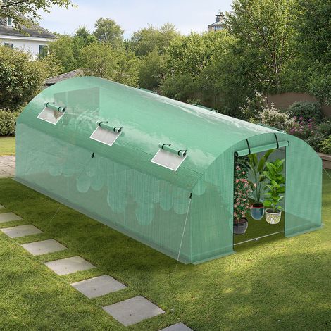 Jiubiaz Serra tunnel da giardino 300x600x200 cm, telo verde PE 140 g/m² per ortaggi, pomodori e piante (1/5)