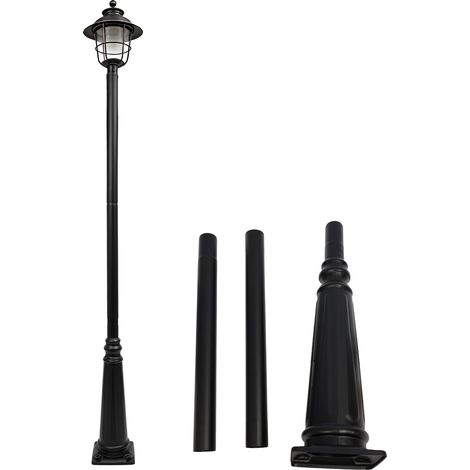 Poteau d'éclairage de style européen de 2,4 m, poteau d'éclairage noir à section fendue, poteau d'éclairage public d'extérieur avec socle en forme de cage, Luminaire (1/5)