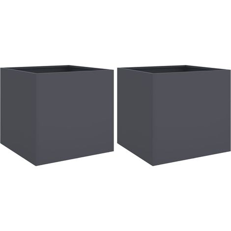 Vaso rialzato per fioriere piante fiori giardino terrazze set da 2 42 x 40 x 39 cm acciaio antracite 020038974