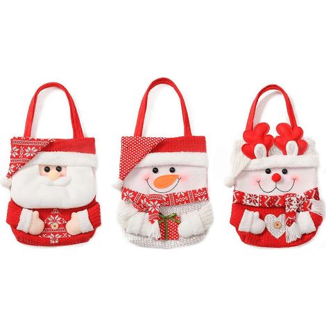 Lot de 3 sachets à bonbons avec poignées, jolis sachets en tissu pour les fêtes d'enfants et les jours fériés (1/4)