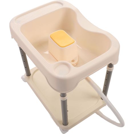 Bassin de lavage de cheveux portable à hauteur réglable, idéal pour les femmes enceintes, alitées et âgées. Couleur crème blanche. (1/5)