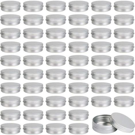 HOXILEELEOLot de 60 boîtes rondes en aluminium 60 ml avec couvercle à vis, pots hermétiques pour épices et baumes DIY (1/5)