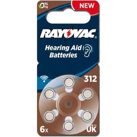 PILA PER ACUSTICA 'RAYOVAC 312' Blister 6 Pezzi Q.TA 10