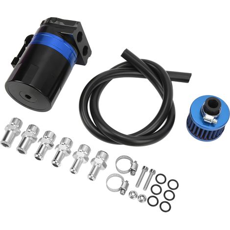 Récupérateur d'huile moteur avec chicanes internes, filtre à double chambre, en alliage d'aluminium, protection moteur universelle bleue (1/5)