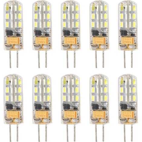 Lot de 10 ampoules LED G4 à intensité variable AC12V, ampoules cristal, blanc froid, 1,5 W, remplaçant les ampoules 24 LED. (1/5)