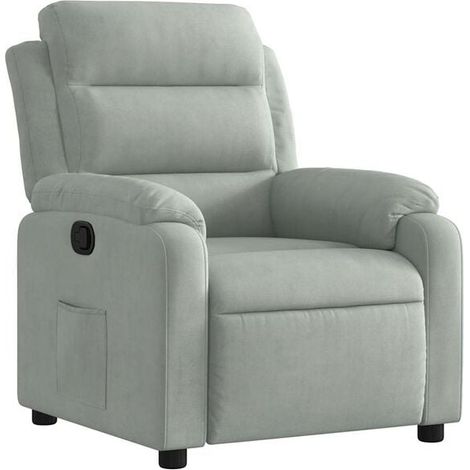 Fauteuil lounge en velours gris clair (1/5)