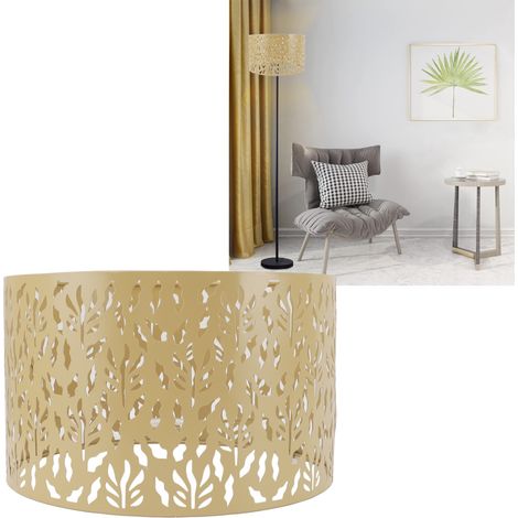 Abat-jour creux en métal, sculpté, pour lustre de plafond, compatible avec les douilles E27/E14, jaune. (1/5)