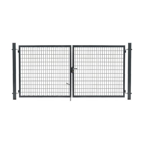 Cloture & Jardin – Portail grillagé gris 3m – Acier galvanisé avec revêtement thermolaqué – Largeur de passage 2,88m – Hauteur 1,20m – Installation rapide