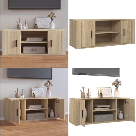 TV-Schrank Sonoma-Eiche 100x35x40 cm Holzwerkstoff - TV-Schrank - Holzwerkstoff Möbel - Sonoma-Eiche - Fernsehtisch - Wohnzimmermöbel - Home & Living (1/5)
