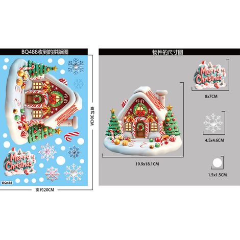 Nouveaux autocollants de Noël, flocons de neige 3D, bonhommes de neige, stickers pour fenêtres, sapins du Père Noël, cadeaux, autocollants statiques en PVC pour vitres