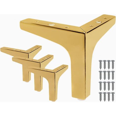 Verstellbare Schrankbeine, 17 cm / 7 Zoll, Möbelbeine, Gold, 4er-Set Moderne Tischbeine, dreieckige Metallfüße Sofabeine, Ersatzbeine, 15 cm / 6 Zoll, Gold