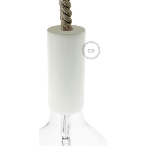 creative cables Kit portalampada E27 in Legno per cordone XL - Bianco
