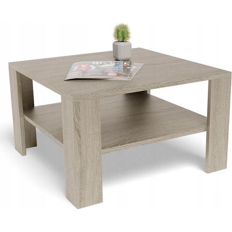 Table Basse EX3 - Design Minimaliste - 68x68 cm - Chêne Sonoma (1/4)