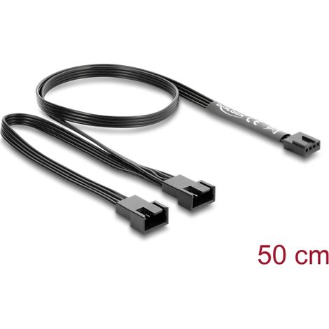 Delock Y-Lüfterkabel 1 x 4 Pin PWM Buchse zu 2 x 4 Pin PWM Stecker schwarz  50 cm Länge mit 20 cm Abzweigen