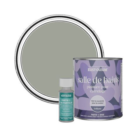 Peinture pour Carrelage de Salle de Bain, Finition Brillante - Feuille de Thé 750ml (1/3)